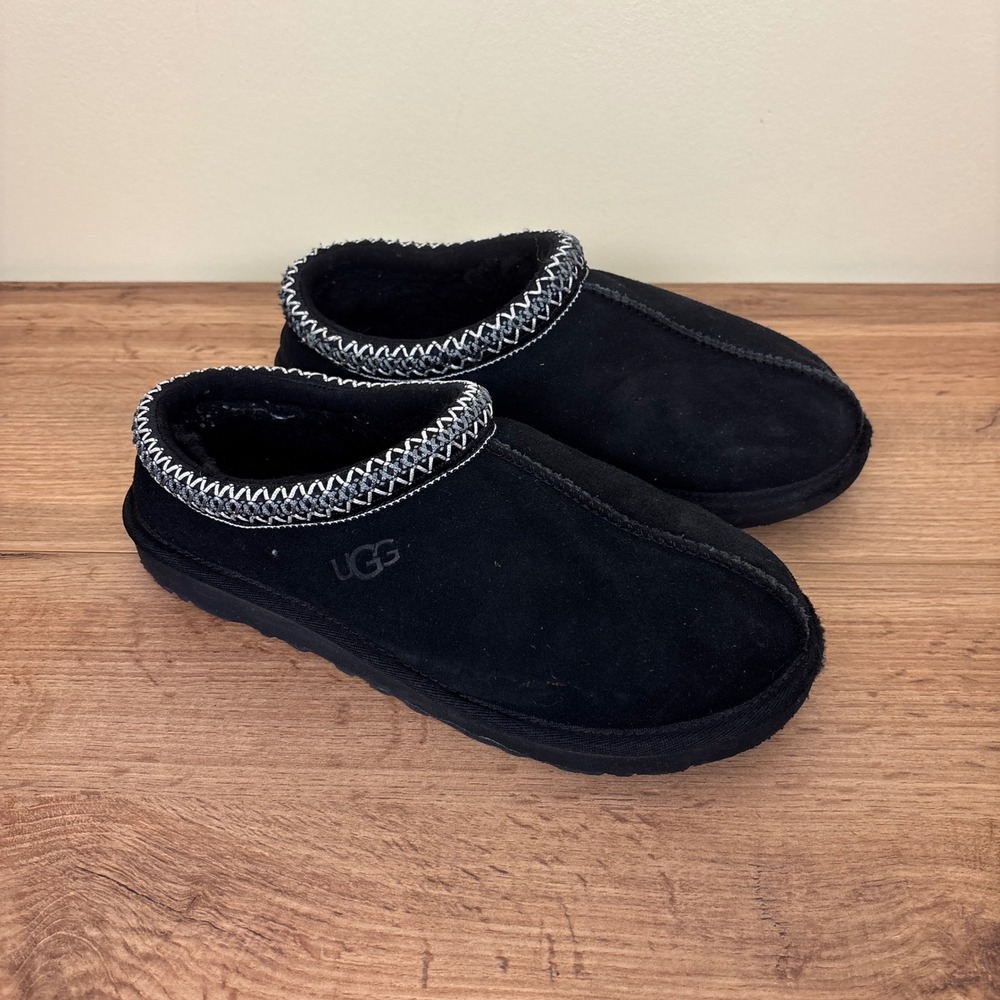 UGG Tasman II Slippers Black Women Size 7 Suede Slip-On Casual Warm Comfort